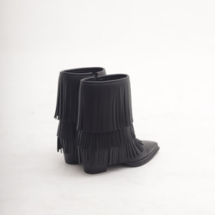 STIVALETTO TEXANO FRANGE NERO