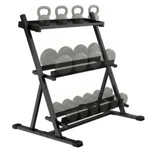 Soporte Mancuernas de 3 Niveles, Estante de Almacenamiento de Pesas de Acero con Barras Ajustables, para Entrenamiento en Gimnasio Casa, Carga 200 kg, 88x66x88 cm