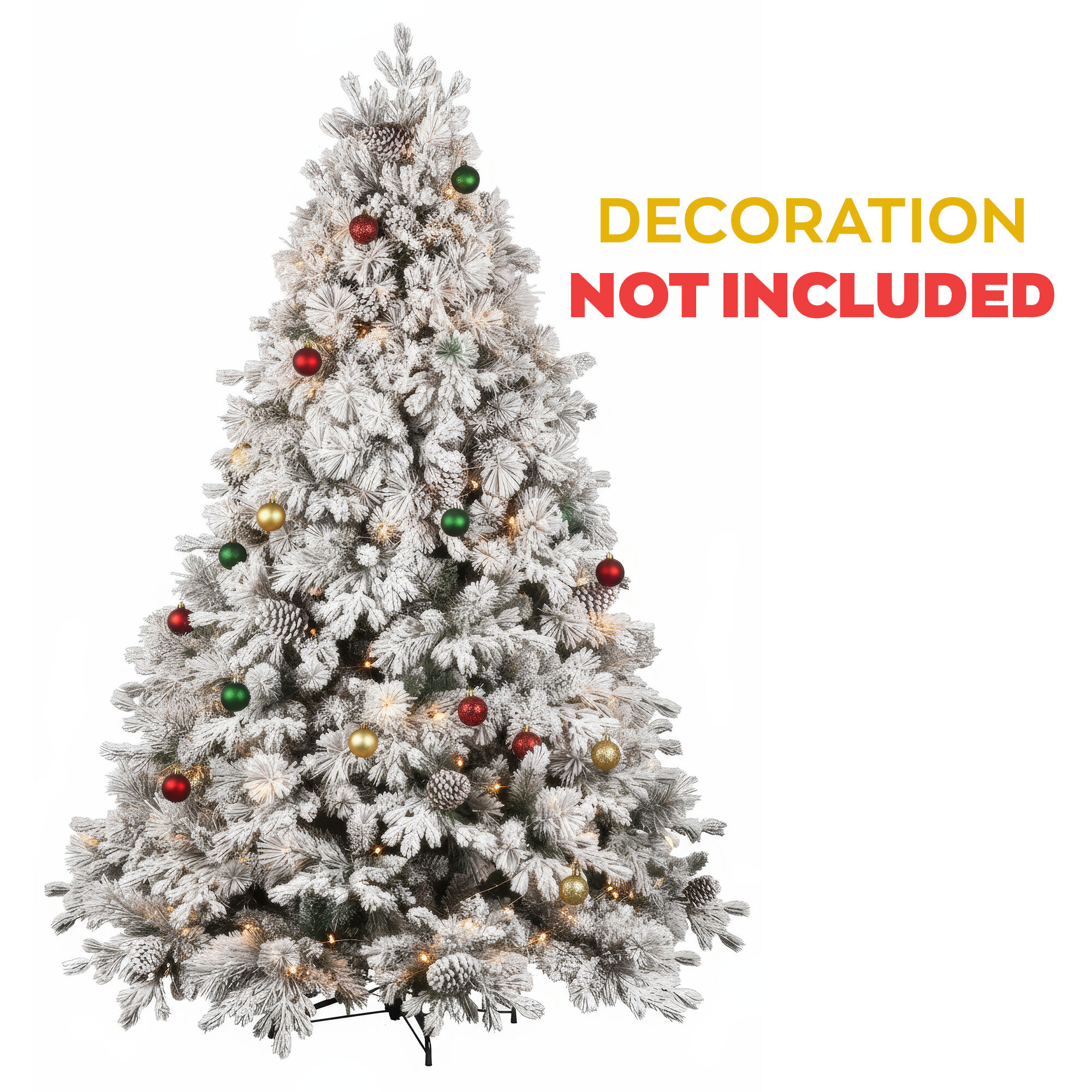 Luna - Albero di Natale con neve e pigne in PE PVC PP ø183x270H cm, 3798 Punte