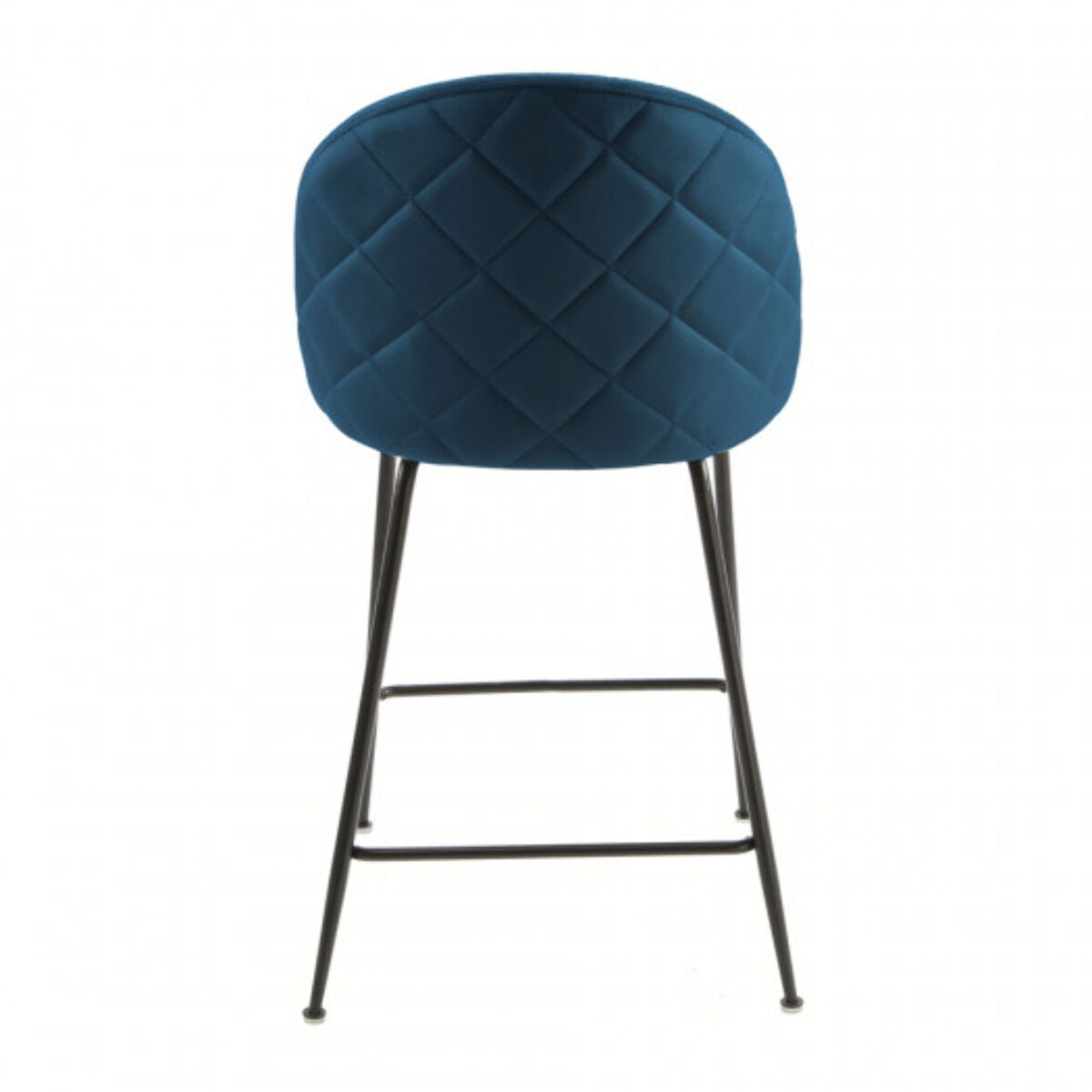 Lot de 2 chaises de bar en velours avec piètement en métal noir - CLEA