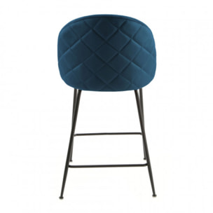 Lot de 2 chaises de bar en velours avec piètement en métal noir - CLEA