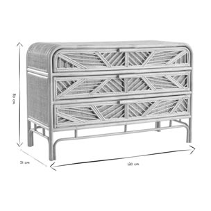 Commode vintage en rotin 3 tiroirs L120 cm GALON
