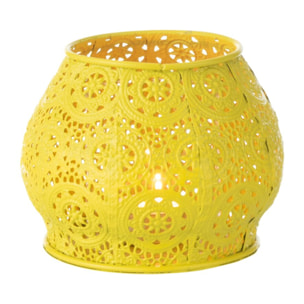 J-Line Photophore Cylindre Metal/Verre Jaune Small