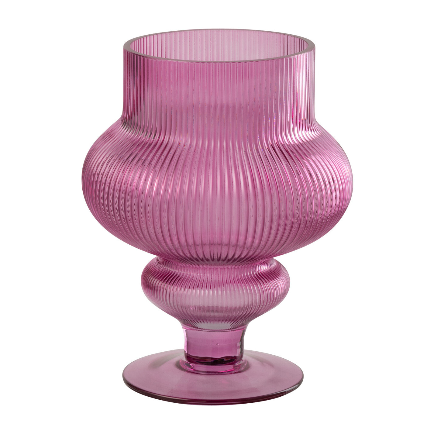 J-Line Vase Ada Cotelé - verre - fuchsia - small