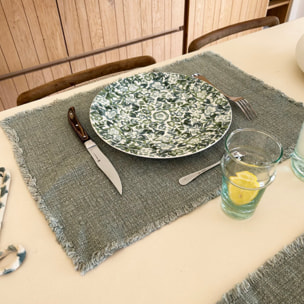 Lot de 4 sets de table avec franges céladon ANOKI