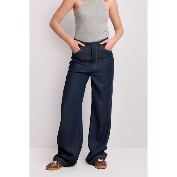Kocca - Pantaloni jeans wide leg Donna, Tinta unita