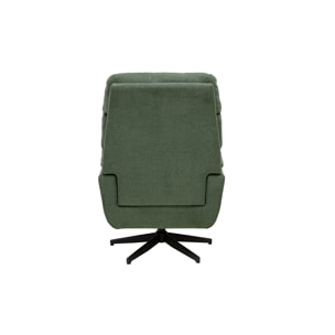 Fauteuil pivotant en tissu chenille vert kaki et métal noir JONAH