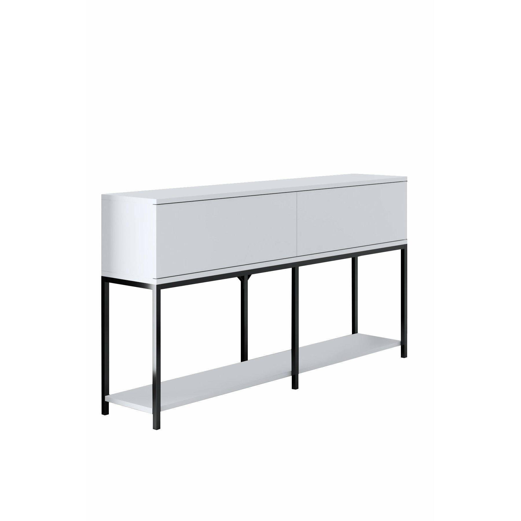 Credenza Djimsit, Buffet da soggiorno, Madia da salotto, Dispensa da cucina, 150x30h80 cm, Bianco e Nero