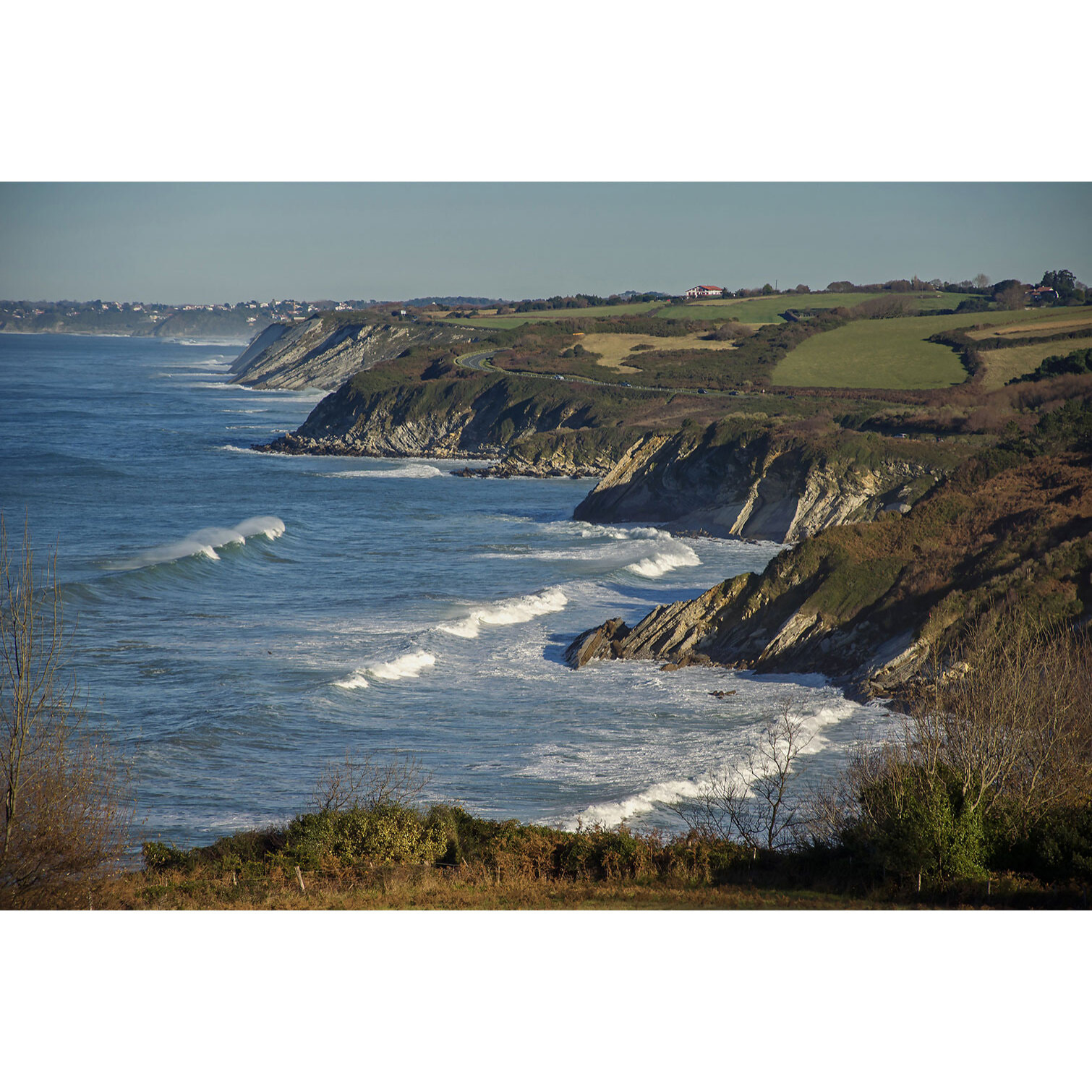 Tableau paysage ocean corniche d'hendaye  Toile imprimée