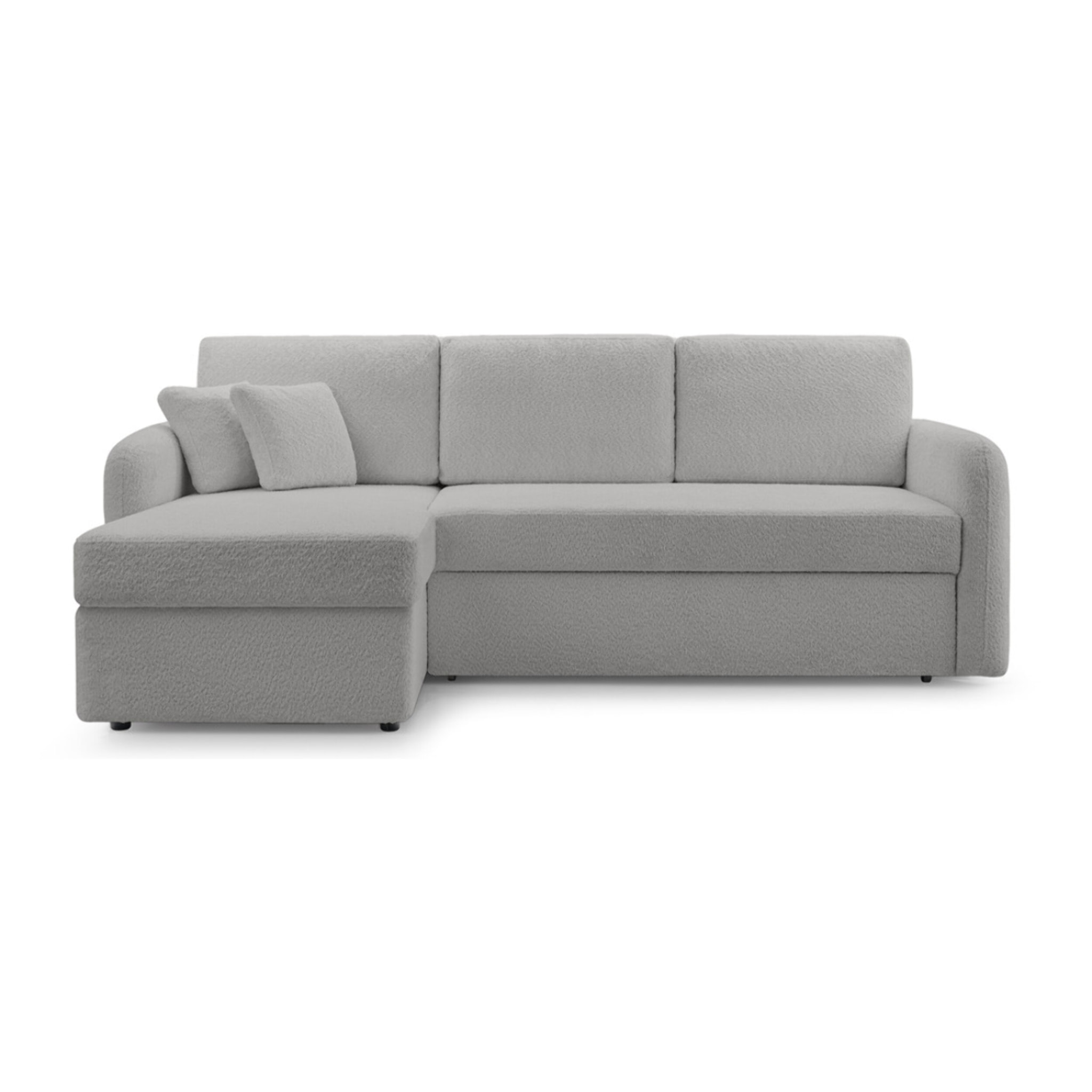 Pocatello - canapé d'angle réversible 4 places - convertible avec coffre - en tissu bouclette - Gris