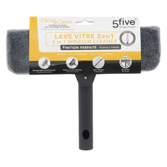TêteLave-vitre microfibre "Click & Clean" gris