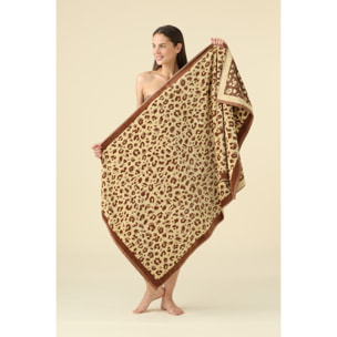 Telo mare 90x170 cm in spugna velour beige con stampa maculata Noidinotte