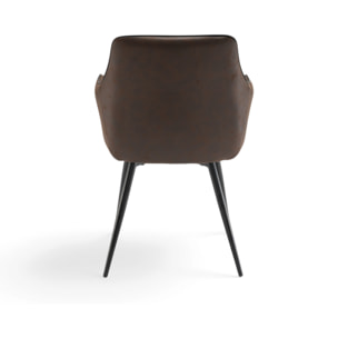 Set di 2 poltroncine LEON in similpelle marrone e gambe nere