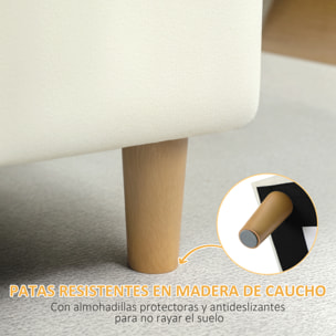 Puff Almacenaje Baúl Tapizado de Terciopelo 100x50x43 cm con Patas de Madera Capacidad 71L Soporta 240 kg Banco Almacenaje para Dormitorio Pasillo Salón Blanco Crema
