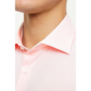 Camicia Uomo 1 Bottone Francese Slim Cotone Unito Rosa