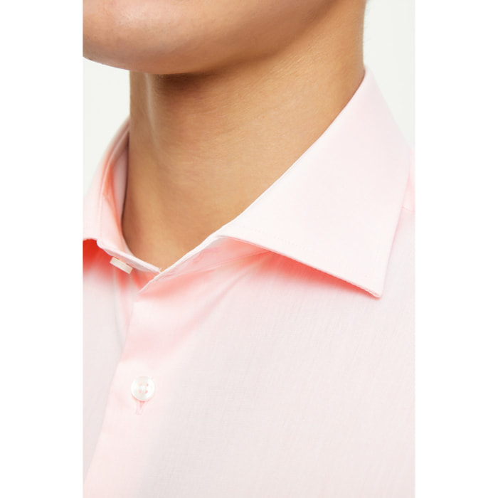 Camicia Uomo 1 Bottone Francese Slim Cotone Unito Rosa