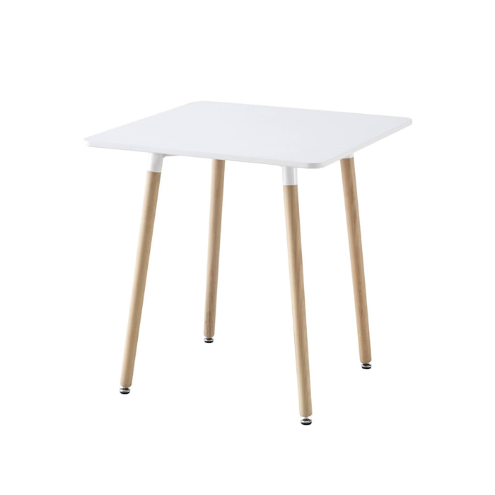 Table à manger blanche carrée MDF et bois de hêtre - Hedvig