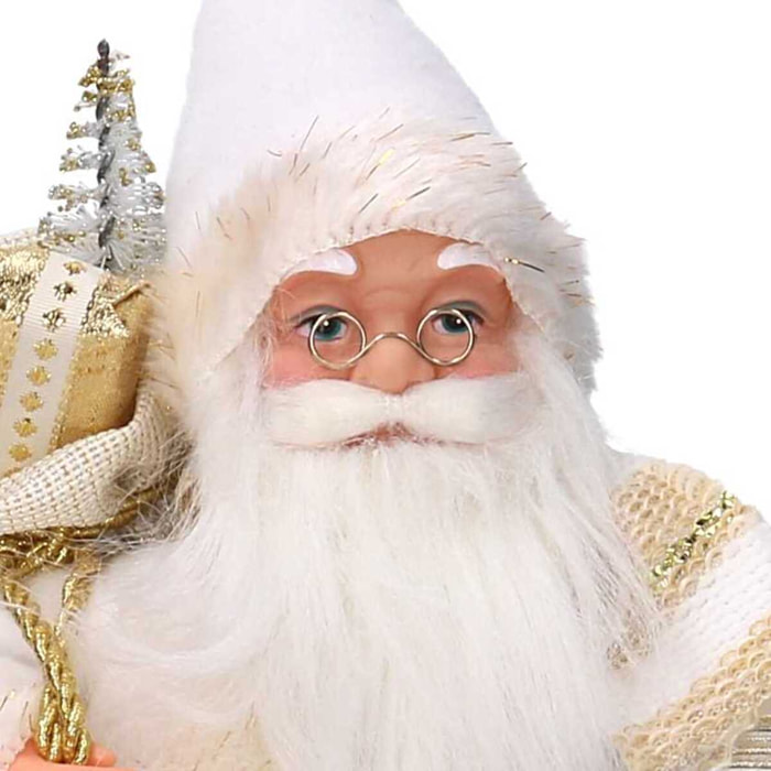 Babbo natale in tessuto bianco e oro cmh30