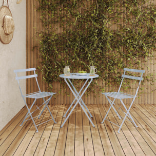 Lot de 2 chaises de jardin en métal bleu pastel, pliantes - Kayla
