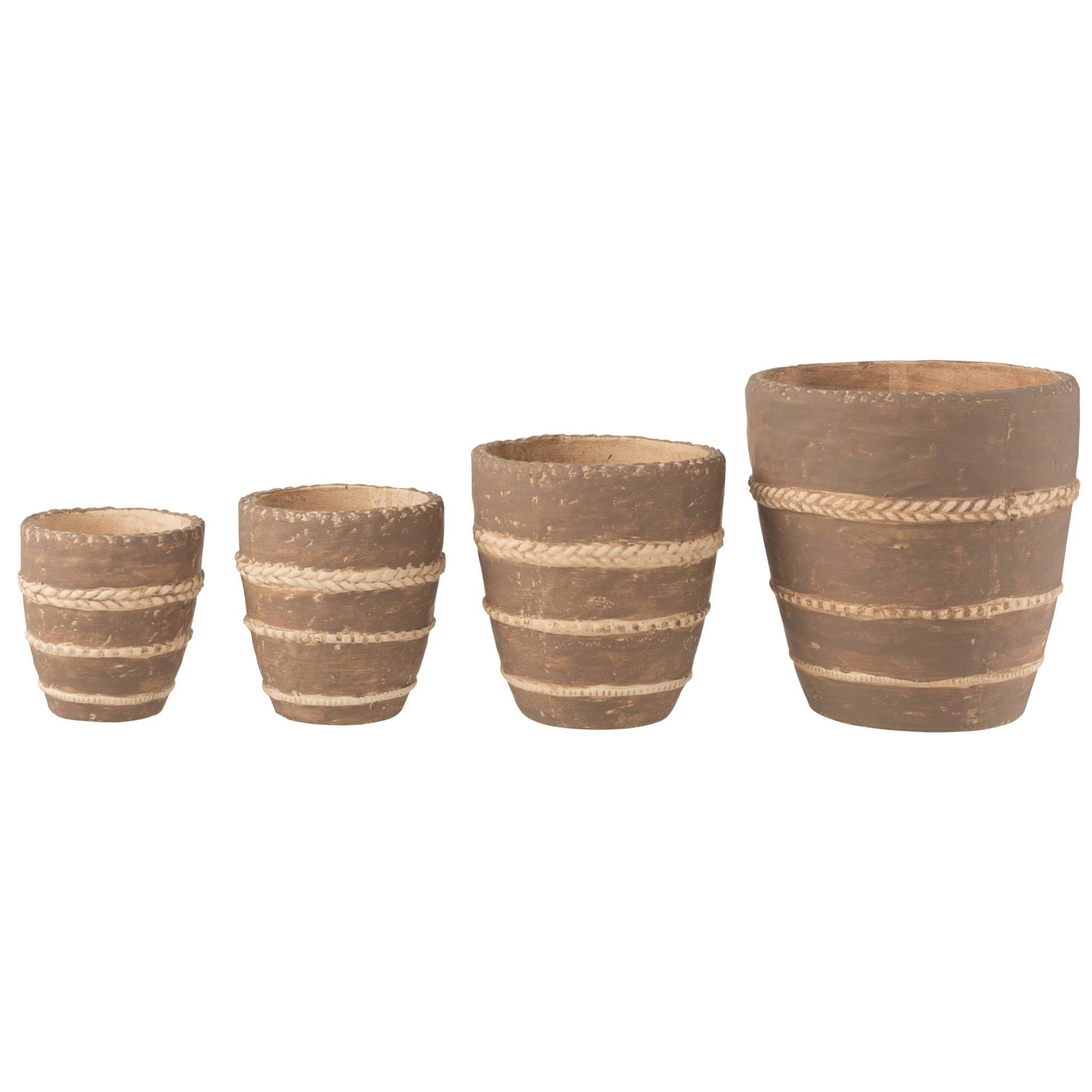 J-Line cache-pot Tresse - ciment - marron - extra large - Ø 23.5 cm