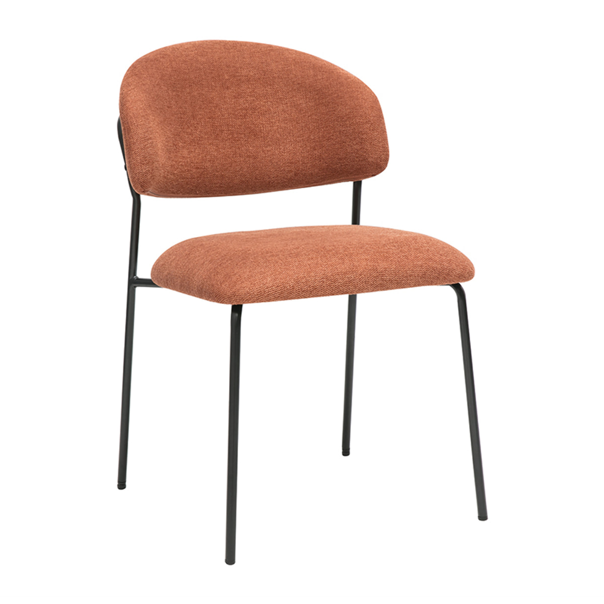 Chaises en tissu effet velours texturé terre brûlée et métal noir (lot de 2) BENTA