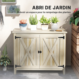Armoire de jardin en bois 2 portes étagère 110 x 60 x 88 cm naturel