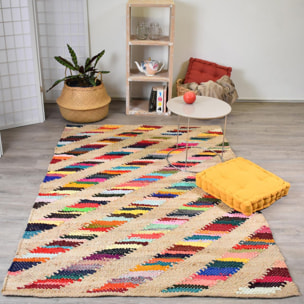 Tapis en jute fait à la main motif ethnique COMU