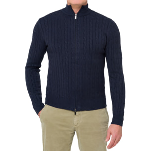 Jersey Vaisei cremallera completa con trenzas azul marino