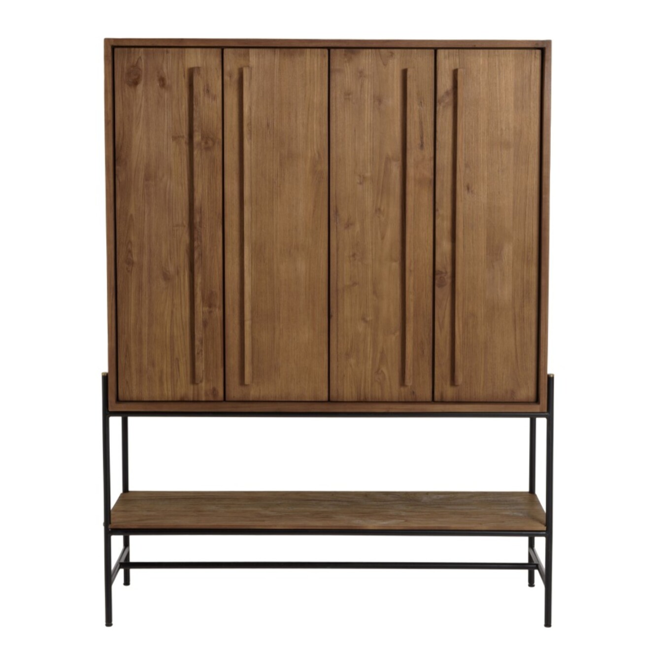 SIXTINE - Buffet 4 portes 1 niche en bois de teck recyclé