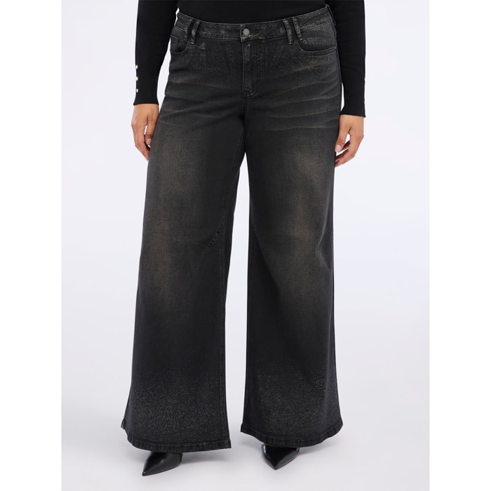 Fiorella Rubino - Jeans a palazzo effetto metallizzato - Nero