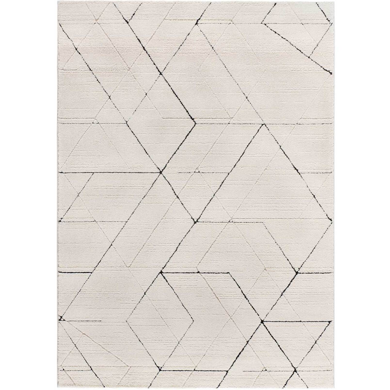 TURIN Alfombra geométrica con relieve en blanco y negro, varias medidas disponibles