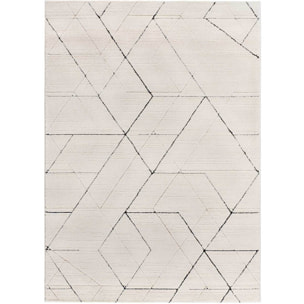 TURIN Alfombra geométrica con relieve en blanco y negro, varias medidas disponibles