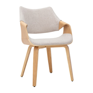 Chaises en tissu effet velours texturé beige et bois clair (lot de 2) SEVAN