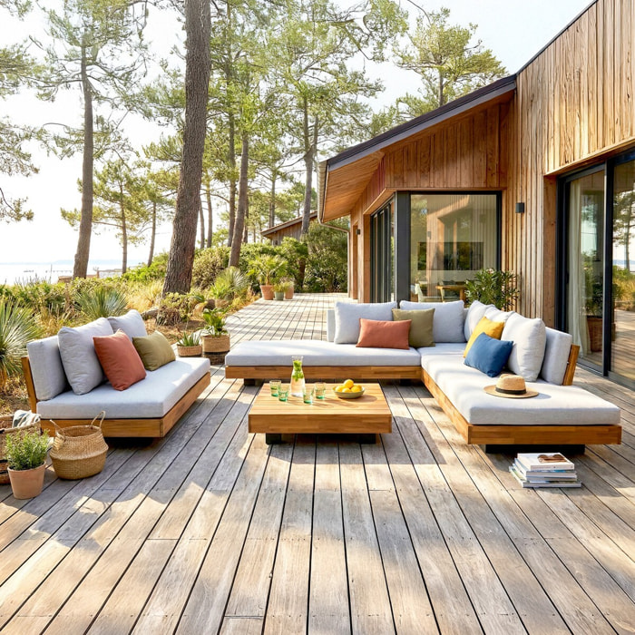 Salon de jardin 7 places en bois FSC - CAPRI