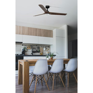 HEYWOOD L LED Ventilatore a soffitto nero/legno scuro