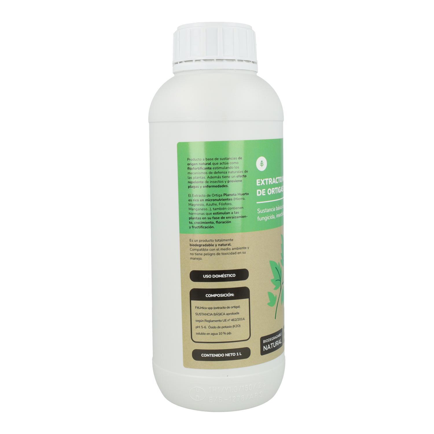 PLANETA HUERTO | Extracto de Ortiga Triple Acción Concentrado 1 L – Fertilizante Natural para Plantas, Control de Plagas y Estimulador de Crecimiento