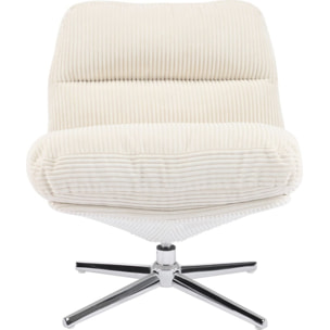 Fauteuil pivotant en velours cotelé et piètement chromé - JULIA
