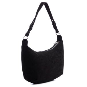 Atessa borsa a tracolla in vera pelle scamosciata.