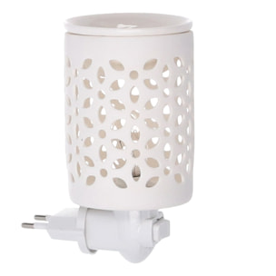 Bruciaessenze plug in ceramica traforato bianco cm10,3x7,2h14
