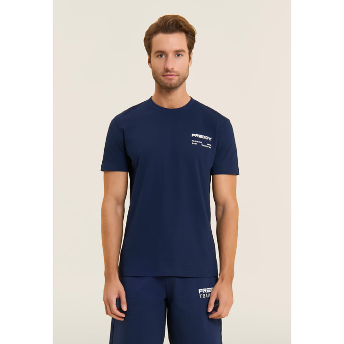 T-shirt in cotone con logo effetto gommato