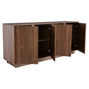 Buffet vintage finition bois foncé noyer 4 portes L180 cm COMO