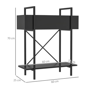 Jardinière design sur pieds - jardinière surélevée - étagère, 2 inserts irrigation - métal époxy noir