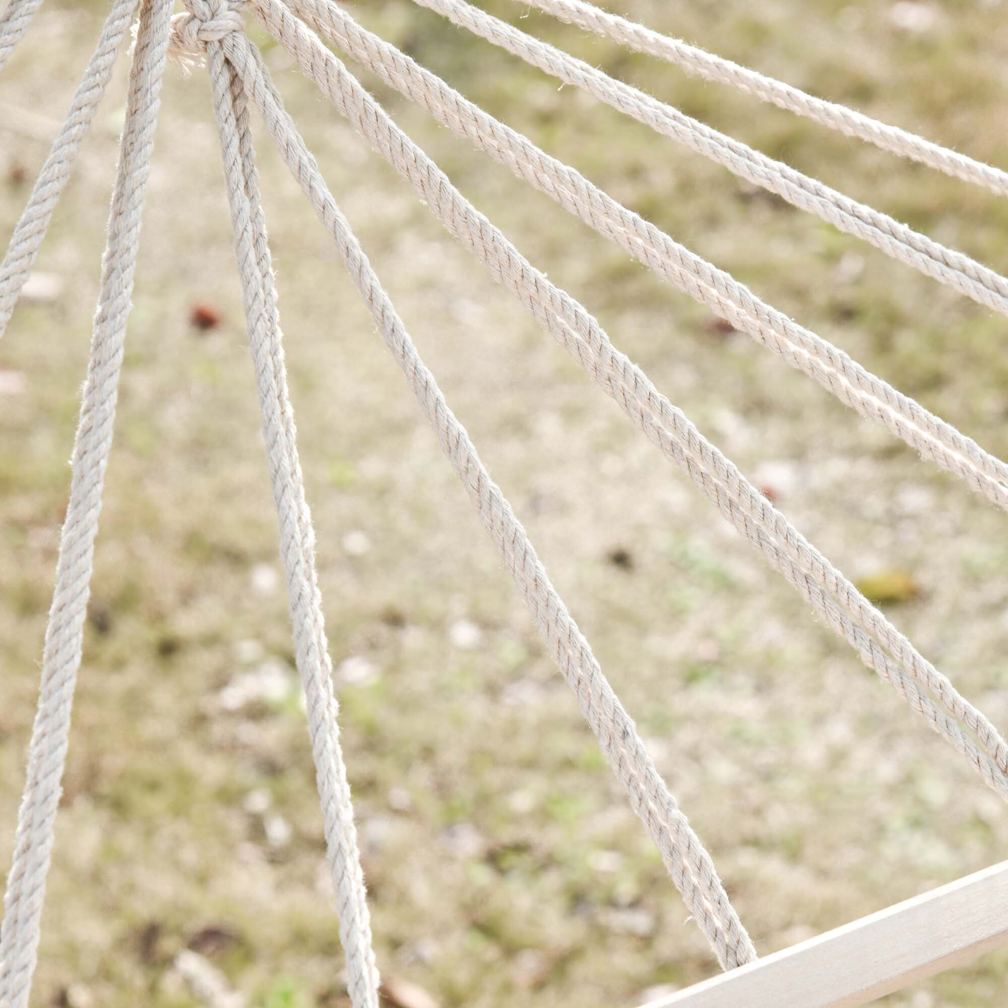 Hamaca de Jardín 200x100 cm Hamaca Colgante con Travesaños de Madera Carga 120 kg para Patio Terraza Balcón Camping Gris y Crema