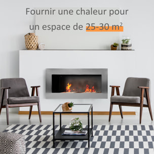 Cheminée bioéthanol murale design Bauhaus double brûleur 3 L 110L x 14l x 54H cm couverture 25-30 m² acier inox. brossé