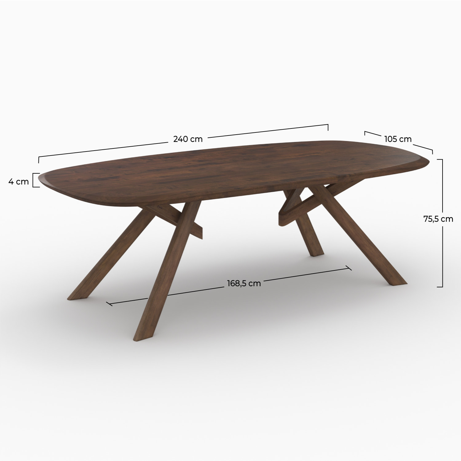 Table rectangulaire en bois d'hévéa massif foncé 8 personnes - Merlin