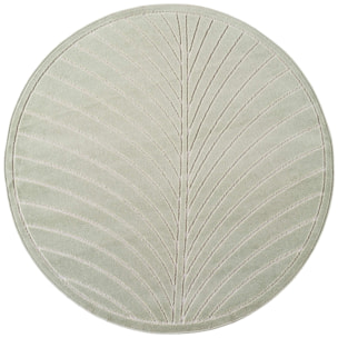 NOVA - Tapis intérieur/extérieur rond vert à motif feuille tropical