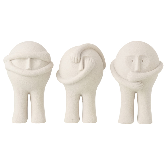 J-Line Figurine Bollie - polyrésine - gris clair - large - 3 pièces