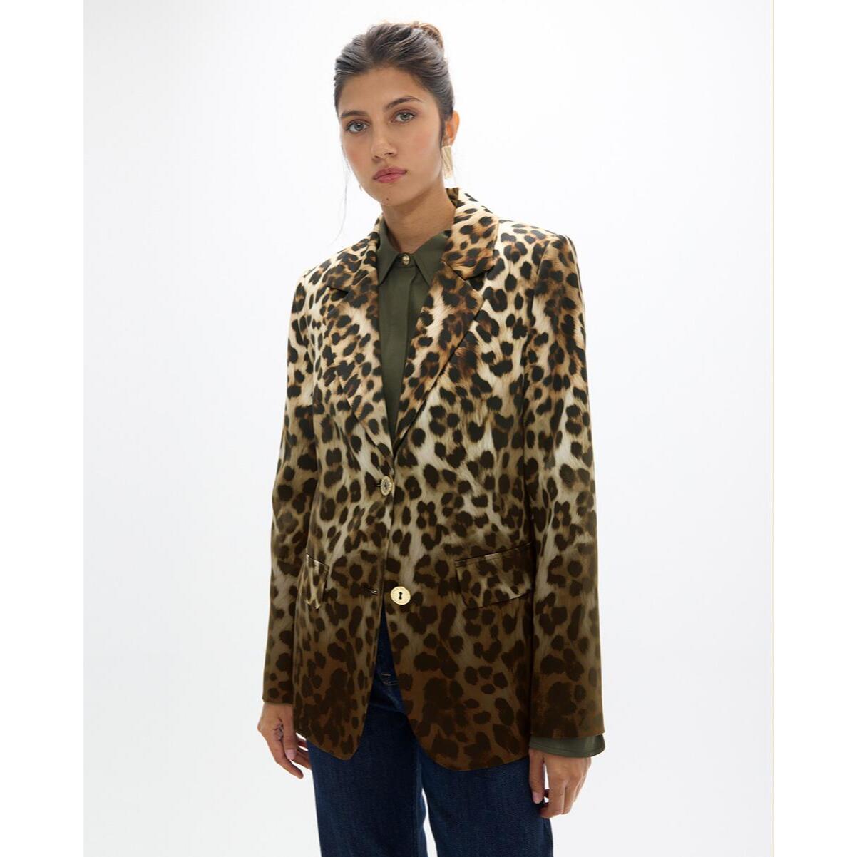 Blazer con stampa leopardata sfumata