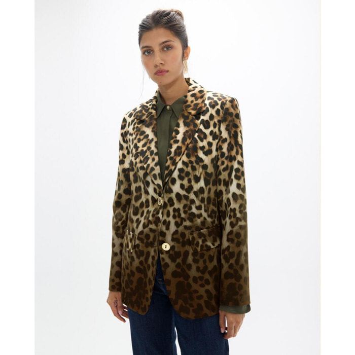 Blazer con stampa leopardata sfumata