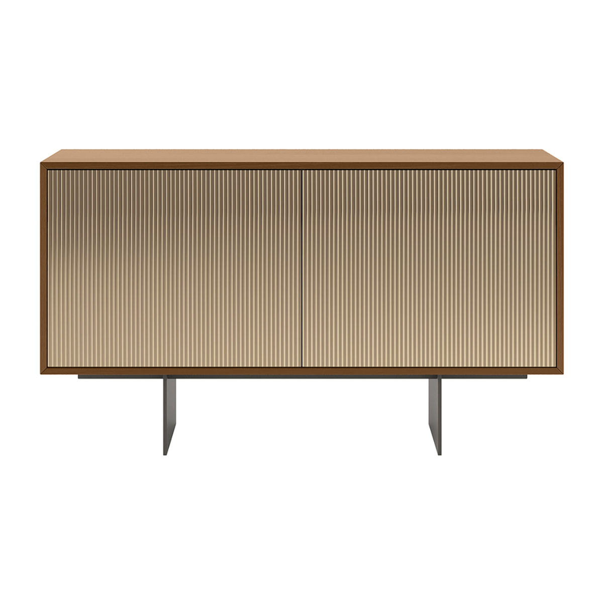 MADIA VESIRA CANNETE 2 ANTE - STRUTTURA NOCE CANALETTO, GRIGIO CARBONE, ANTA SPECCHIO BRONZATO